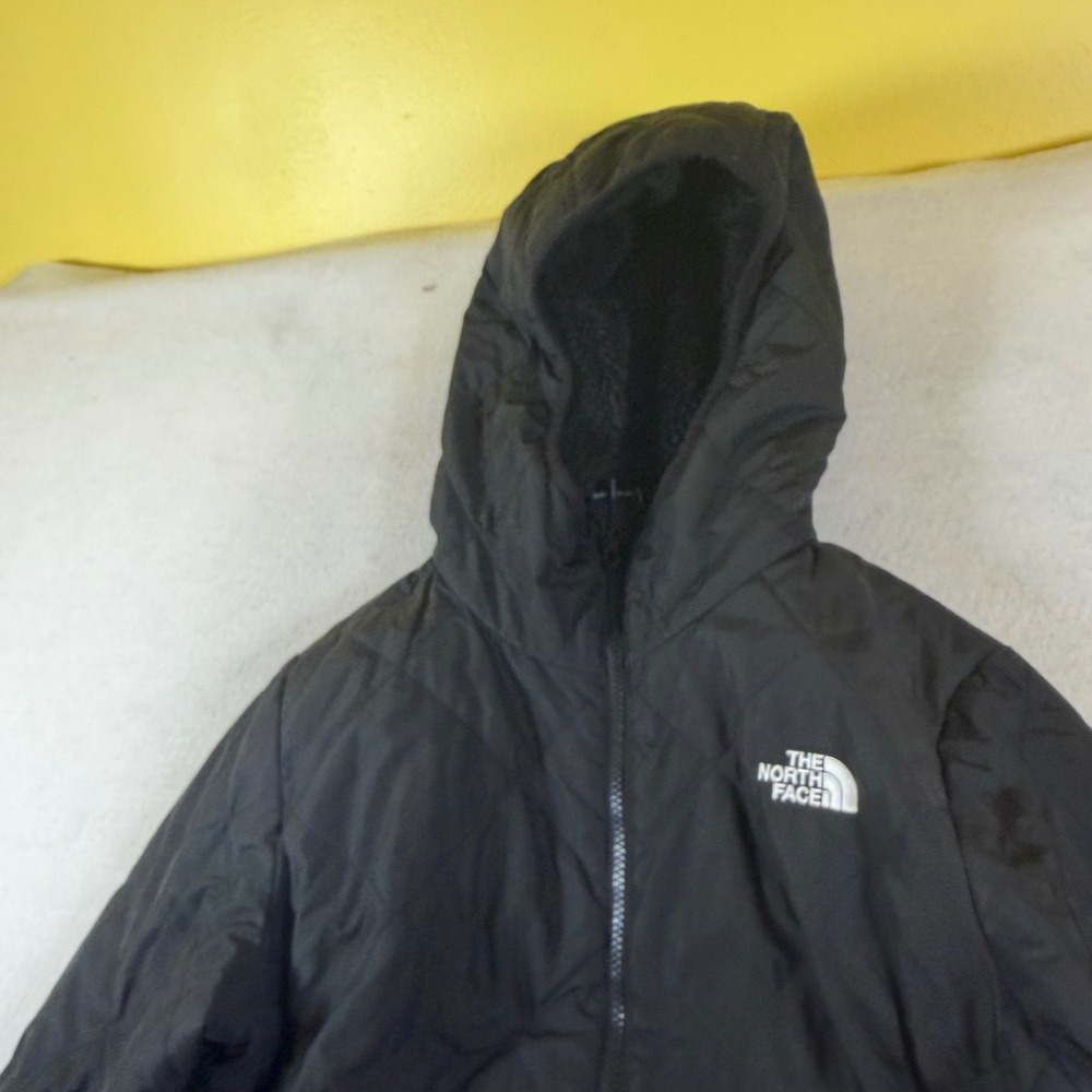 The North Face Womens Black Quilted Fleece Lined Hooded Parka Jacket Size M
